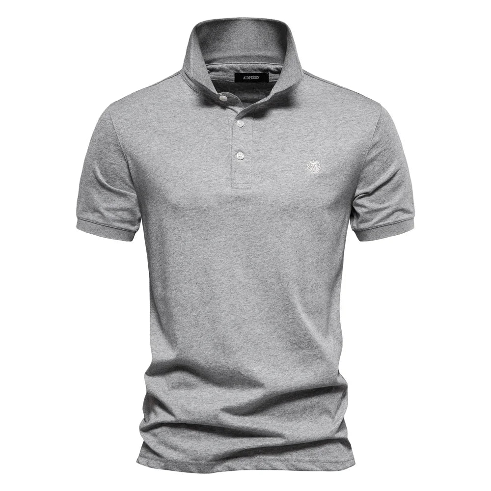 AIOPESON Embroidered Cotton Polo Shirt for Men