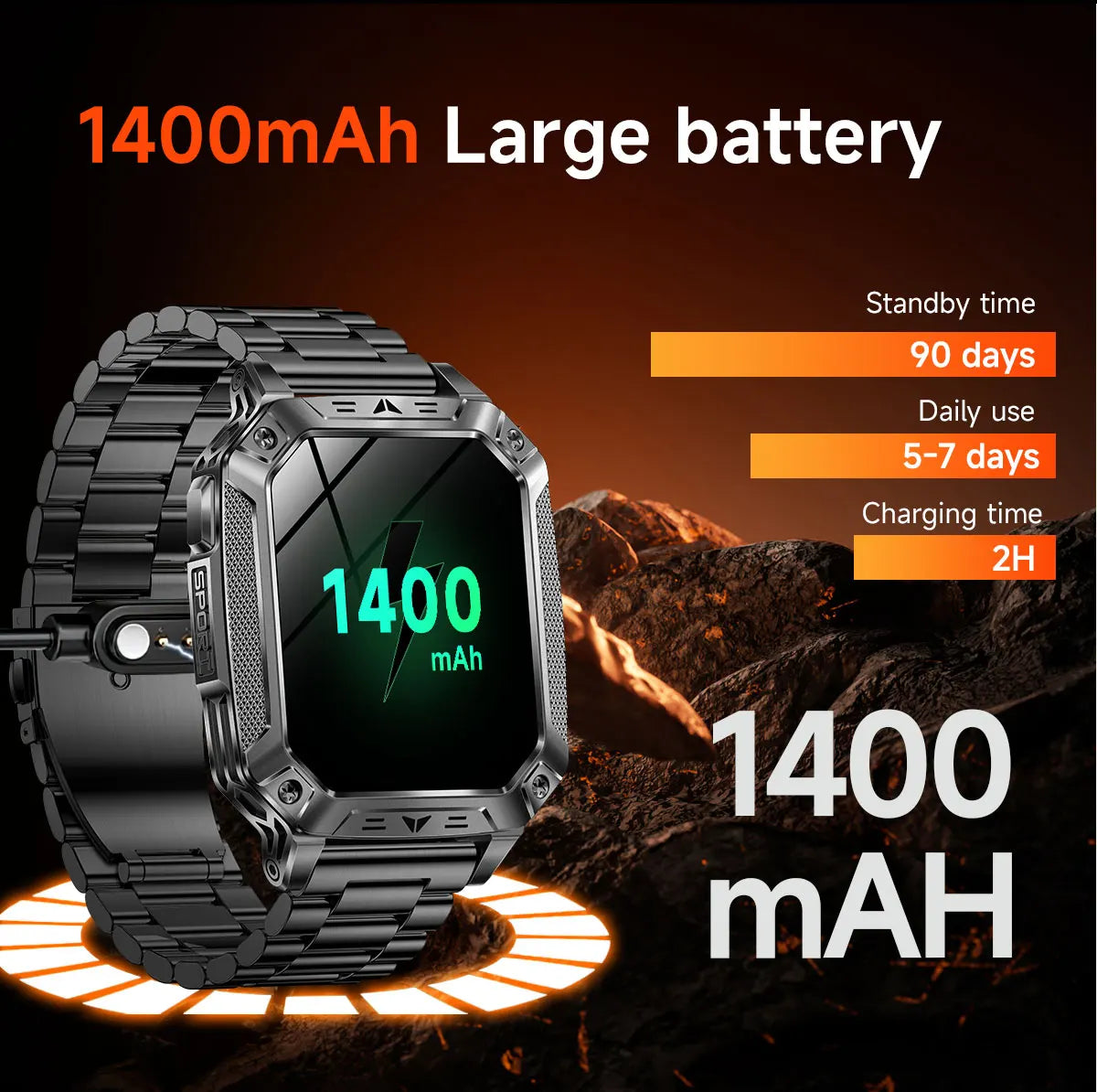 2026 Military-Grade Outdoor Sports Smartwatch 1400mAh