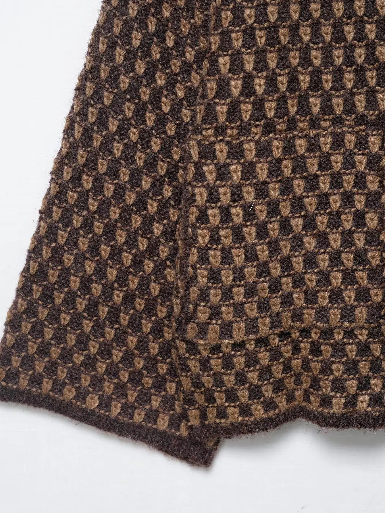 Autumn Brown Knit Cardigan - Elegant USA-Made Loose Sweater Coat