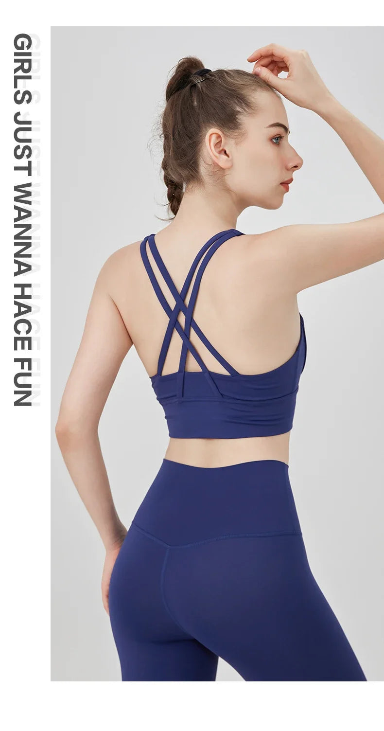 Women's Cross-Back Yoga Sports Bra