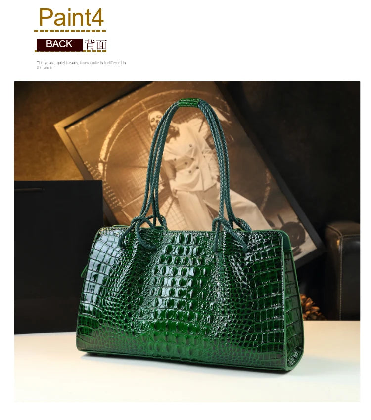 Luxury Genuine Leather Women's Bag Red Crocodile Pattern Ladies Handbags Tote Bag Fashion Travel Portable Shoulder Underarm Bags