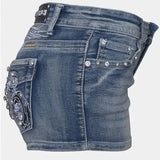 Women's Y2K Wing Embroidered Denim Shorts