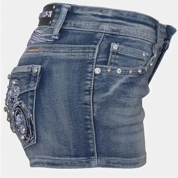Women's Y2K Wing Embroidered Denim Shorts