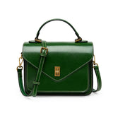 Genuine Leather Women Luxury Bag High Quality Simple Vintage Fashion Postman Handbags Ladies 2025 Shoulder Green Small Bag