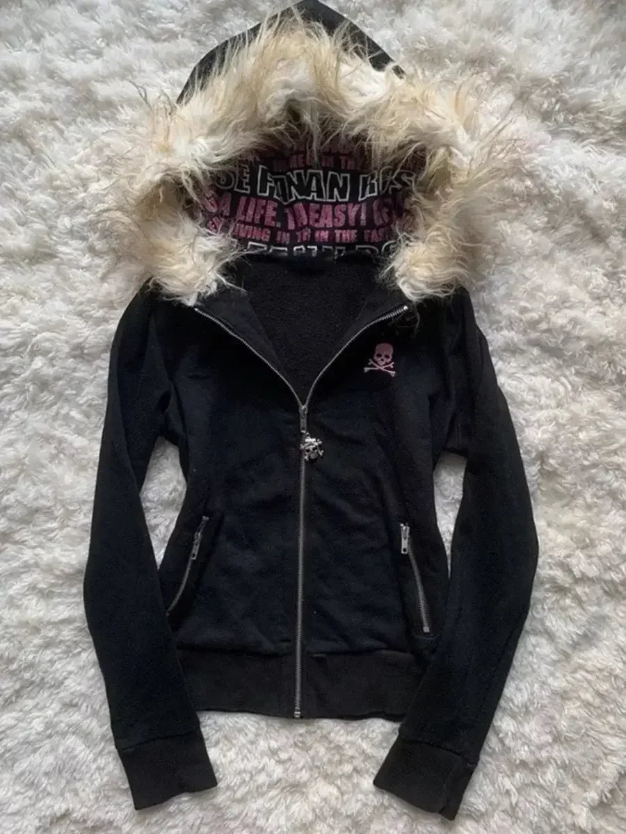 2025 new blue sweatshirt for women fall and winter gothic American retro casual bulk streetwear Y2K design Slim cardigan jacket