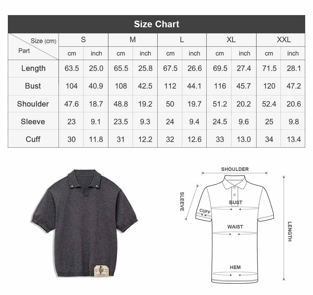 Maden Vintage Seagull Collar Polo Shirt for Men