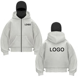 Customized Double-hooded Zipper Hoodies Men Personality Printed Long Sleeve Zip Up Sweatshirts Women Ninja Mask Pullovers Jacket