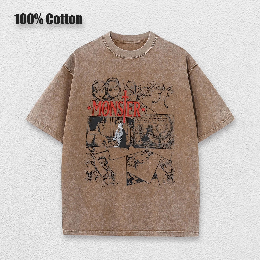 Anime Monster Washed Cotton Unisex T-Shirt