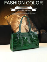 Luxury Genuine Leather Women's Bag Red Crocodile Pattern Ladies Handbags Tote Bag Fashion Travel Portable Shoulder Underarm Bags