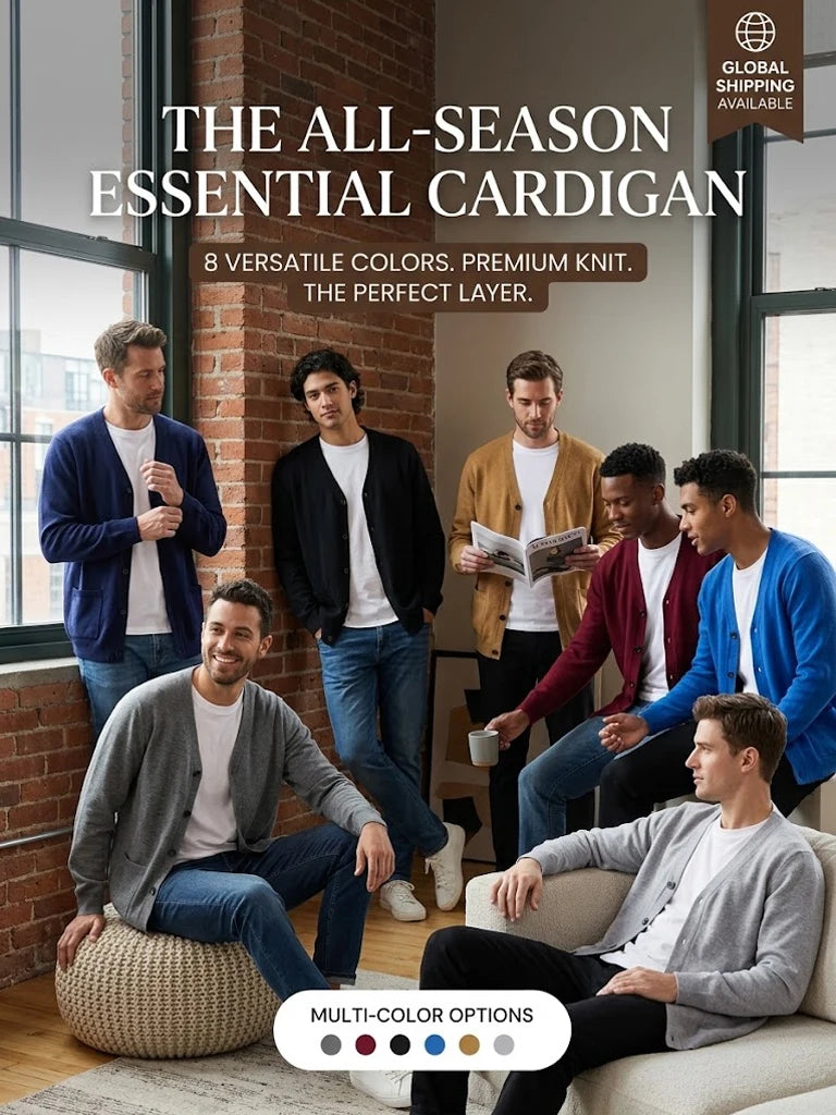Men’s V-Neck Button Cardigan with Pockets