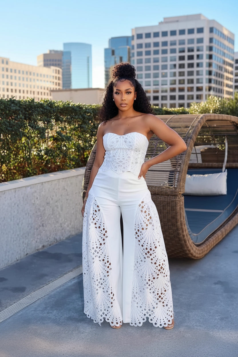 Strapless Eyelet Two-Piece Set