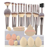 Professional 3-20pc USA-Made Makeup Brush Set - Goat & Synthetic Hair