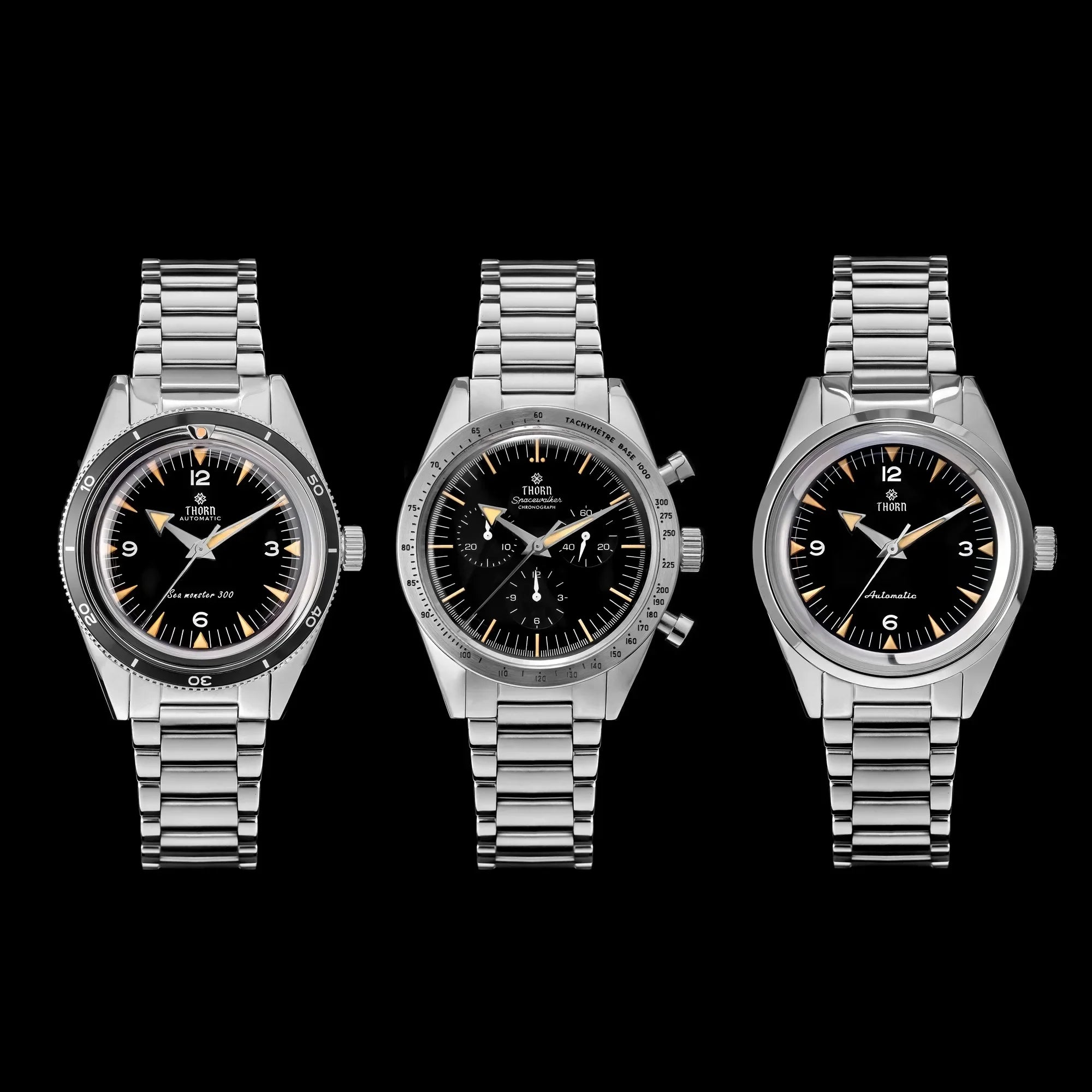 New THORN T026 Automatic Watch 38mm Sapphire 316L Stainless Steel PT5000/Swiss Ronda Movement Vintage Style Luminous Men's Watch