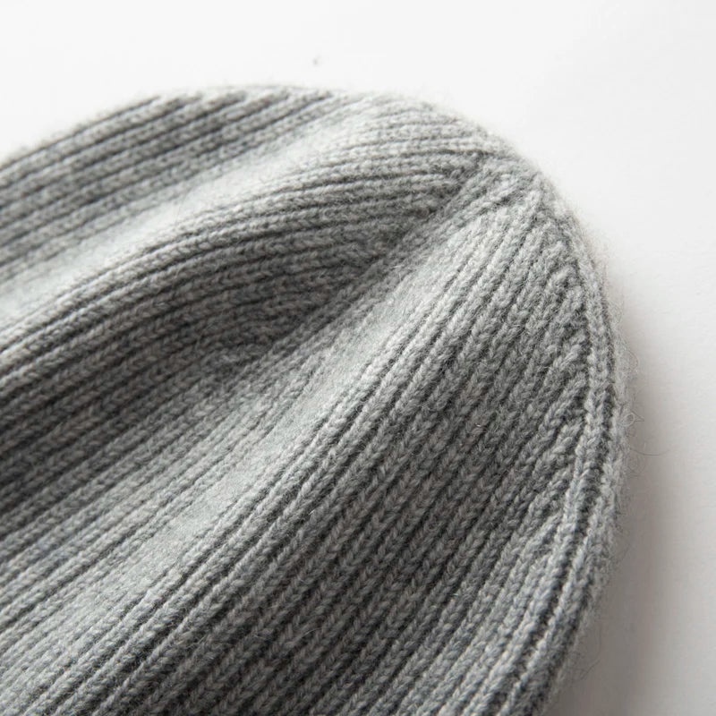 MERRILAMB Men's Pure Cashmere Ribbed Beanie | Soft & Warm