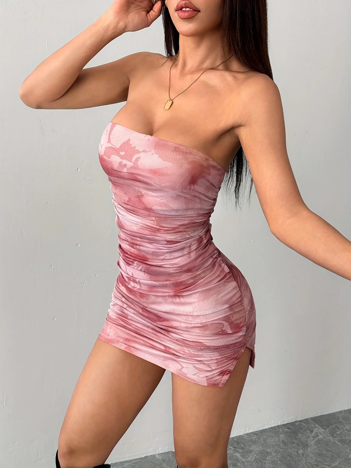 Women's Y2K Printed Strapless A-Line Mini Dress