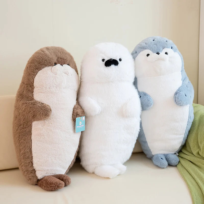 High Quality Cartoon Earphone Seal Sea Otter Plush Toy Ball Round Cushion Throw Pillow for Kids Birthday Gift School Nap Sleep