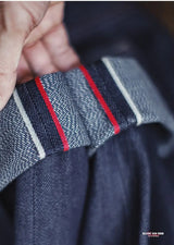 Maden Men's Vintage Selvedge Raw Denim Jeans with Horse Hair Leather Patch 100% Cotton Straight Trousers for Spring Fall Pants