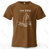 I'm Fine Funny Printed Men's T-Shirt 100% Cotton Oversized Minimalist Cartoon Graphic Tees for Women Tops Tees Streetwear