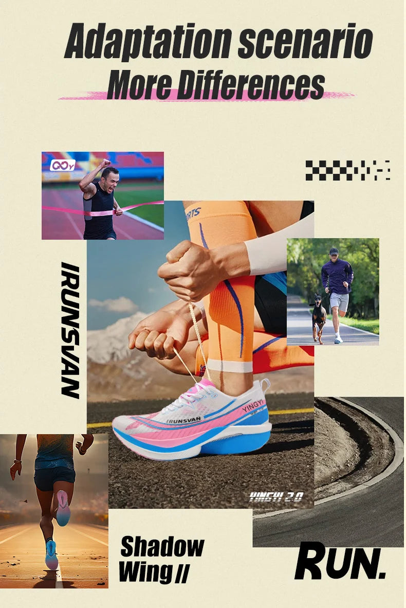 IRUNSVAN Shadow Wing 2.0 Carbon Plate Professional Marathon Running Shoes Men Lightweight Cushioning Training Outdoor Sneakers