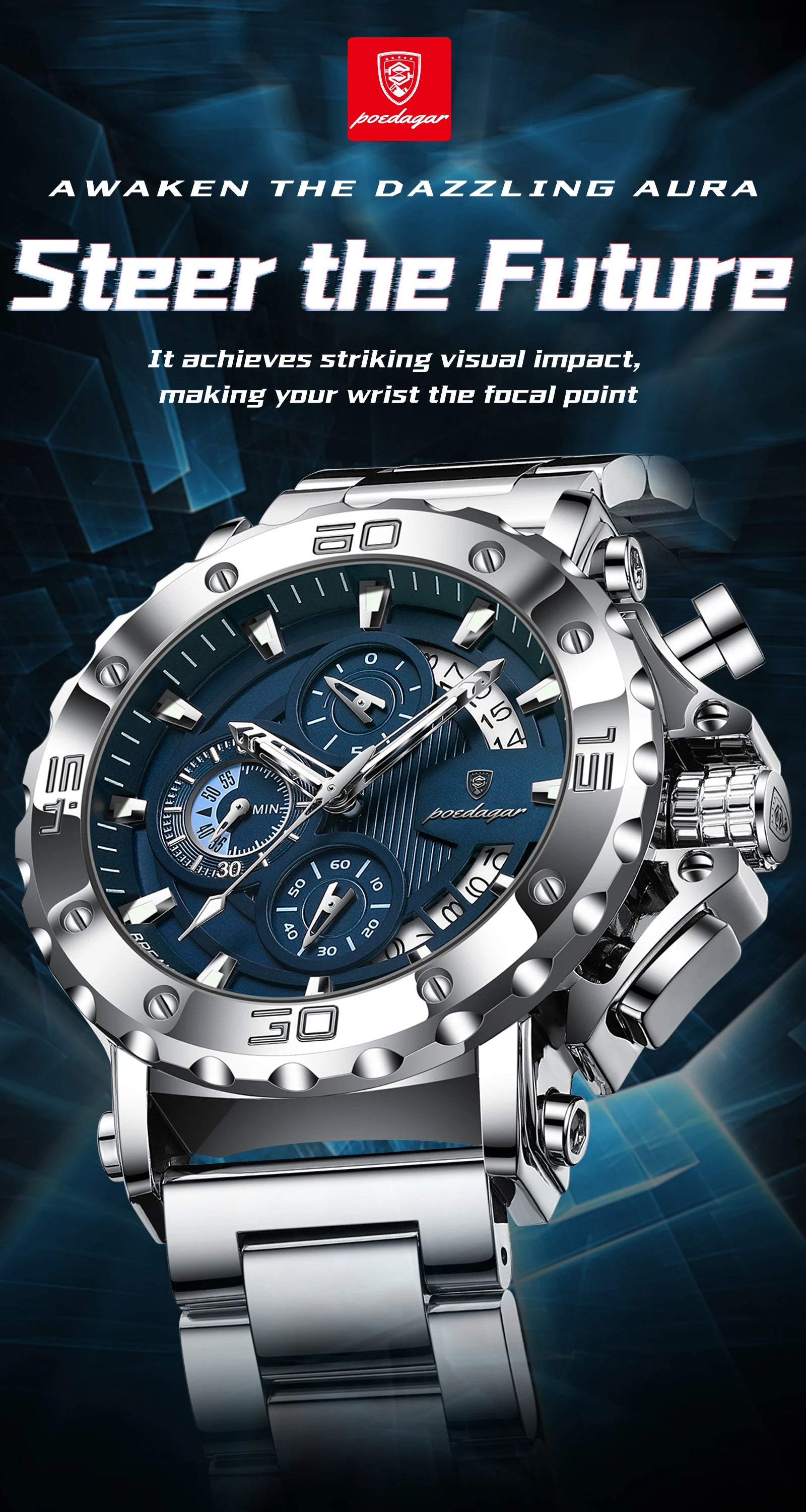 POEDAGAR 892 Luxury Men's Chronograph Watch