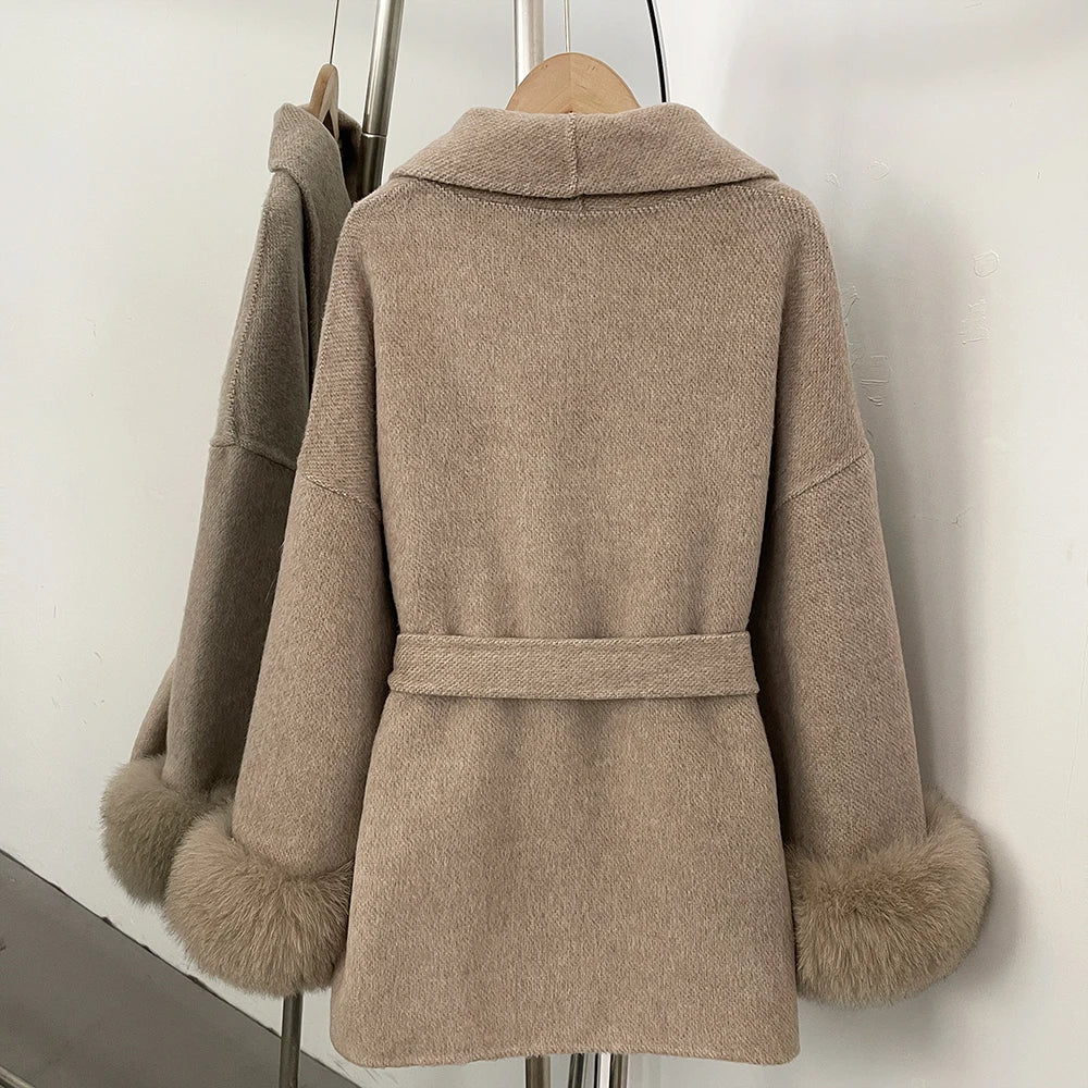 Double-Sided Wool & Fox Fur Jacket