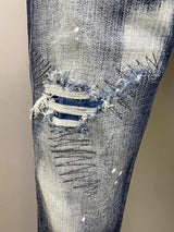 ICON BRAND Men Jeans Dsq2 Denim Pants Hole Slim Pencil Trousers Buttons Party Clothes coolguy D2 JEANS for husband blue