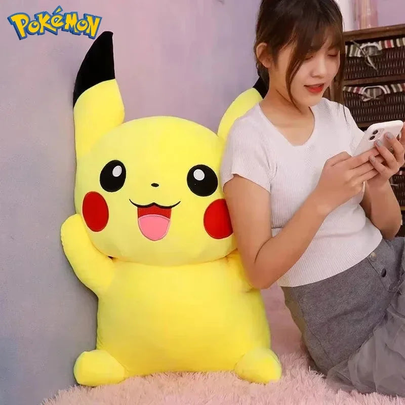 25/45/55/65CM Pokemon Pikachu Plush Doll Japanese Cartoon Animal Stuffed Toy Kawaii Pikachu Ornaments Sofa Cushion Plushies Gift
