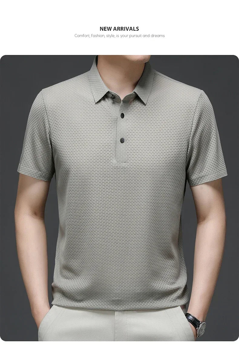Men's Ice Silk Polo Shirt – Breathable Smart Casual Tee