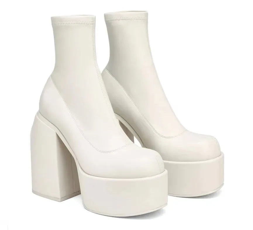 Square Toe Leather Fashion Boots