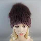 Women's Luxury Rex Rabbit & Fox Fur Beanie Hat