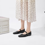 AIYUQI Mary Jane Ballet Flats | Genuine Leather Square Toe