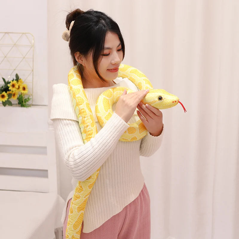 Giant Python-Print Plush Snake Pillow & Home Décor