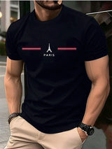Men’s Paris Letter Print Oversized Cotton Tee