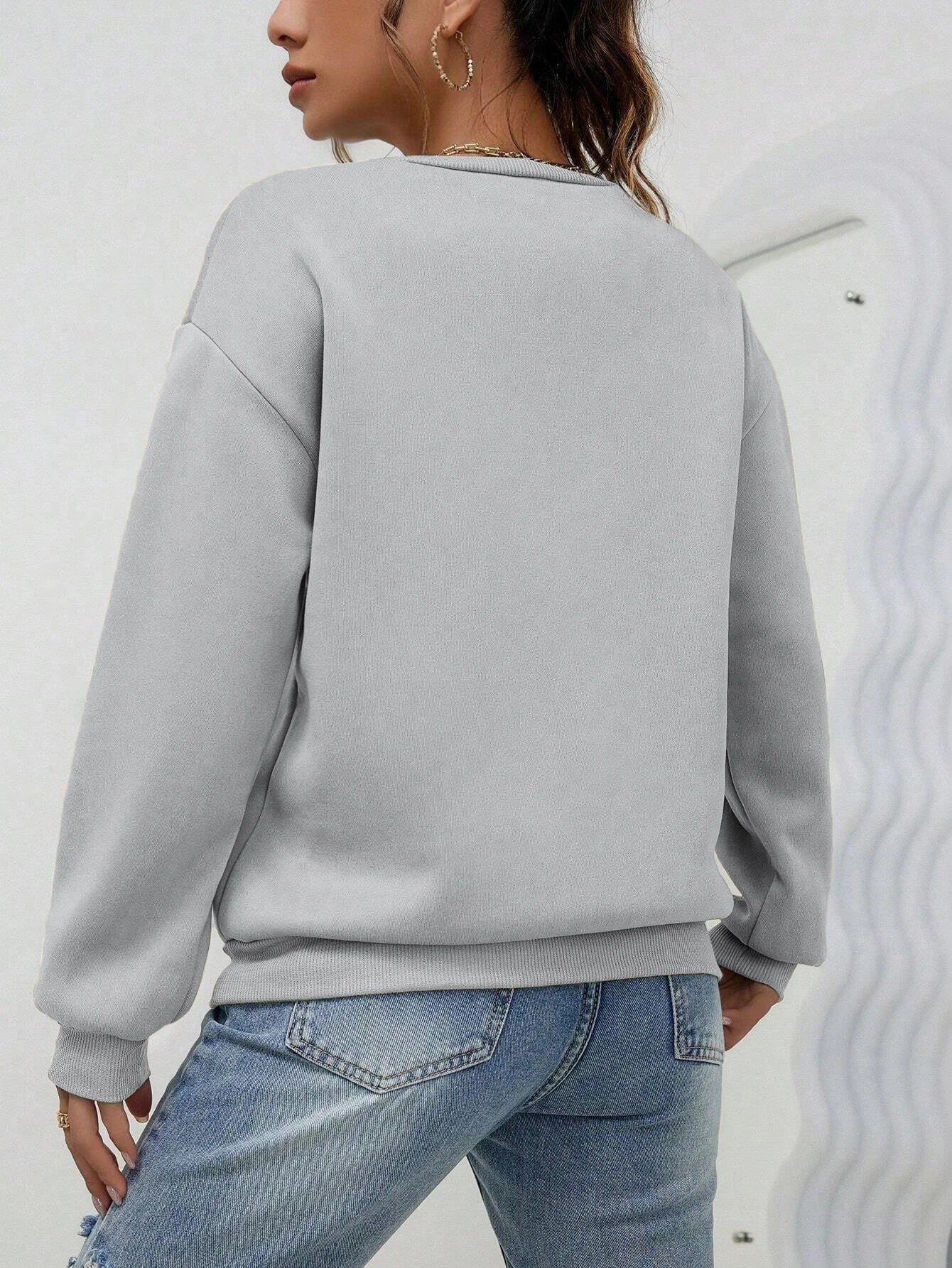 Heart Pattern Fleece Crewneck