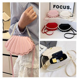 Durable Cute Shell Shoulder Bag Minimalist with Pearls Design Crossbody Bag PU Leather Pearl Decorated Handbag for Women Girls