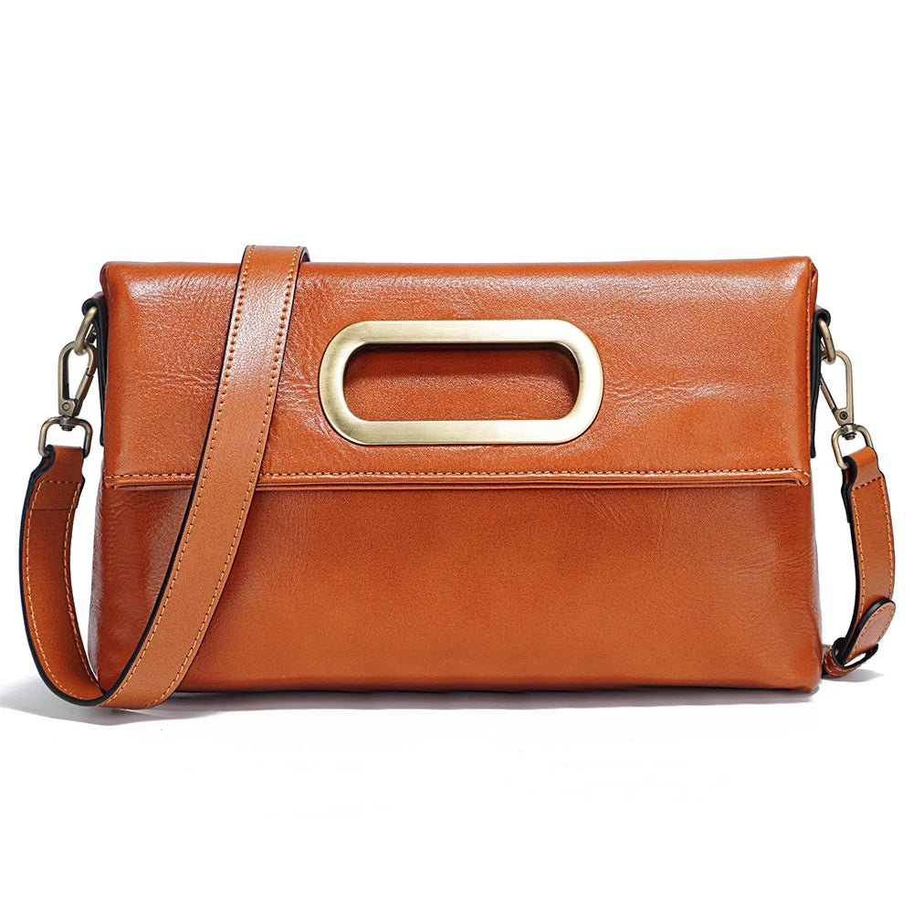 Zency Vintage Genuine Leather Handbag for Women Large Capacity Brown Crossbody Designer Shoulder Bag 2026 Summer Beige Sac Bolsa