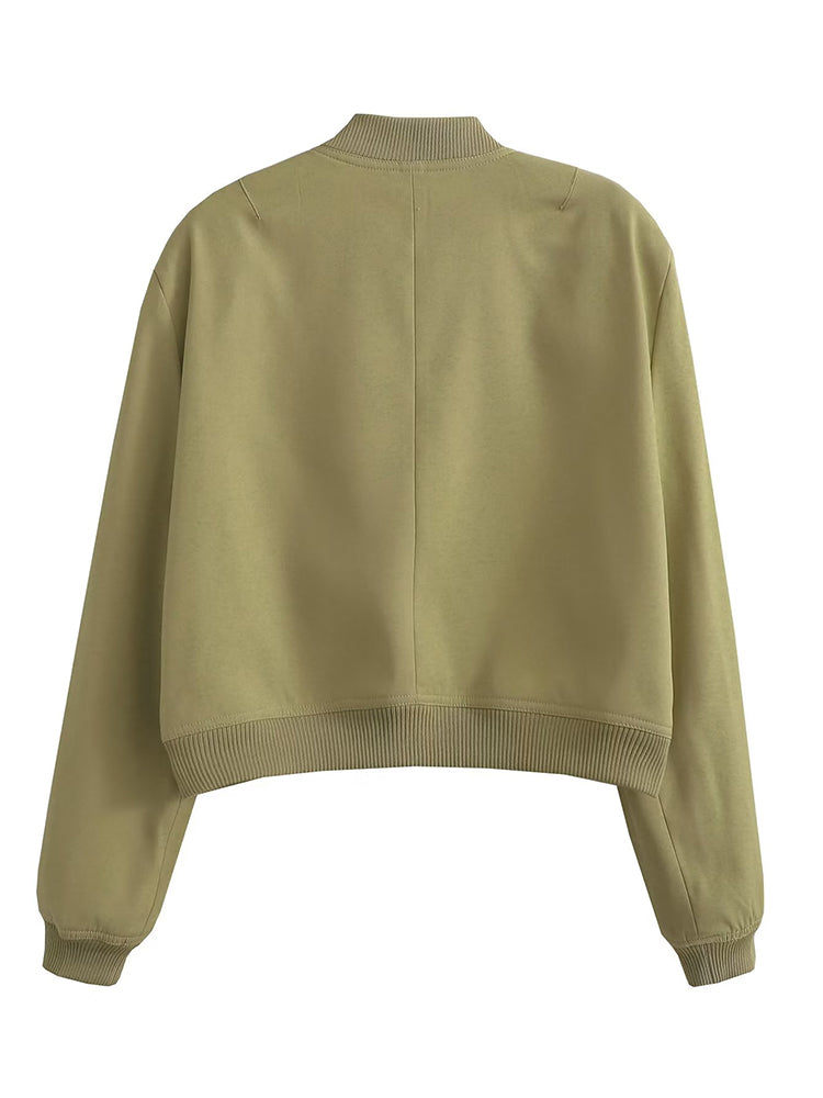 Willshela Women's Solid Bomber Jacket with Pockets