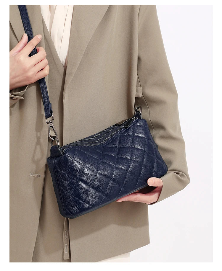 Designer 3 Layers Women's Handbag Cow Leather Female Tote Sac Luxury Soft Solid Genuine Leather Shoulder Crossbody Bag For Women