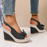 Women's Rivet-Detail Wedge Sandals — Buckle Strap Platform Beach Shoes