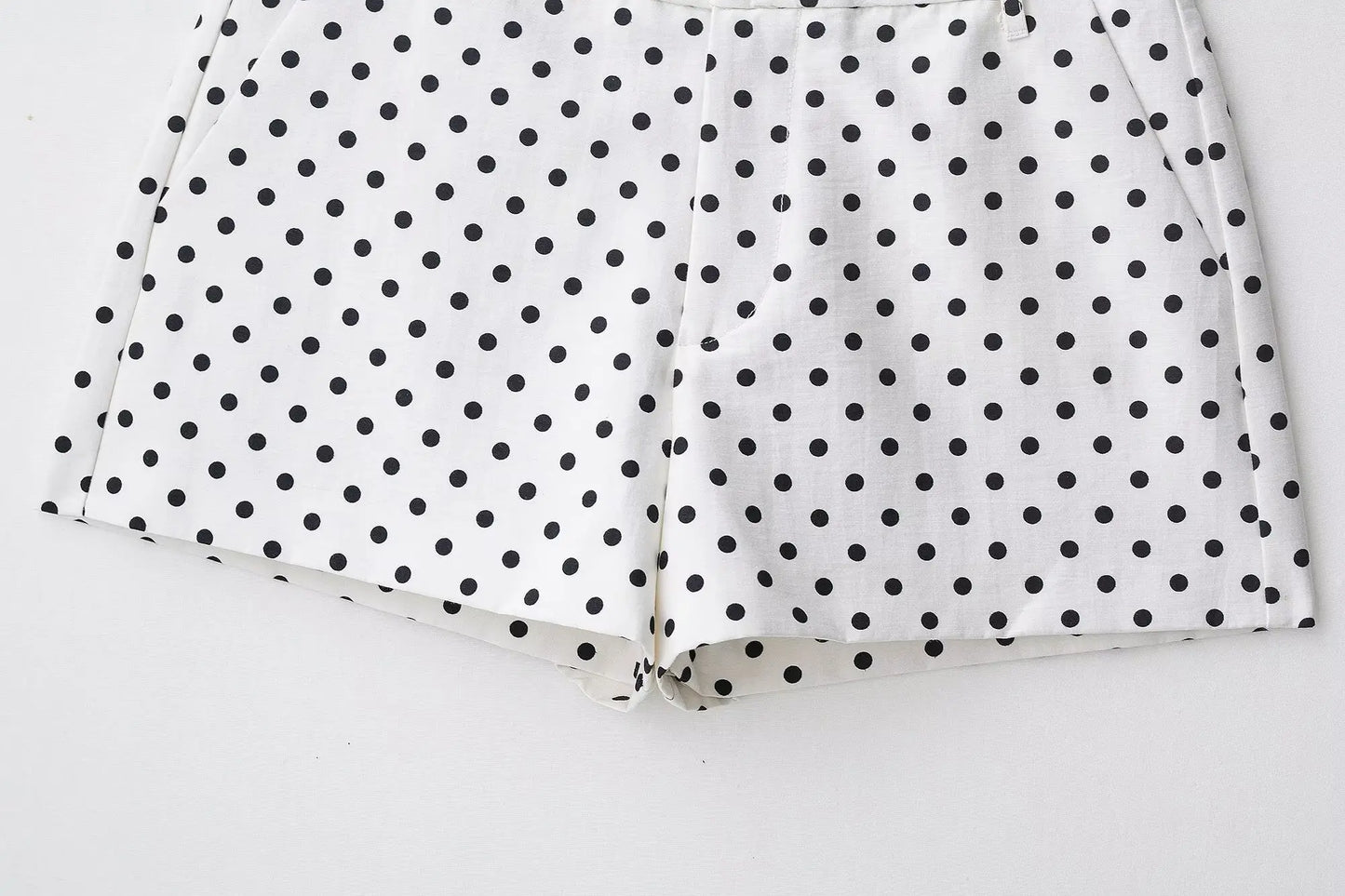 Fashion Polka Dot Shorts Sets For Women 2026 Spring Drawstring Bomber Jacket High Waist Shorts 2 Pieces Set Woman Outfits