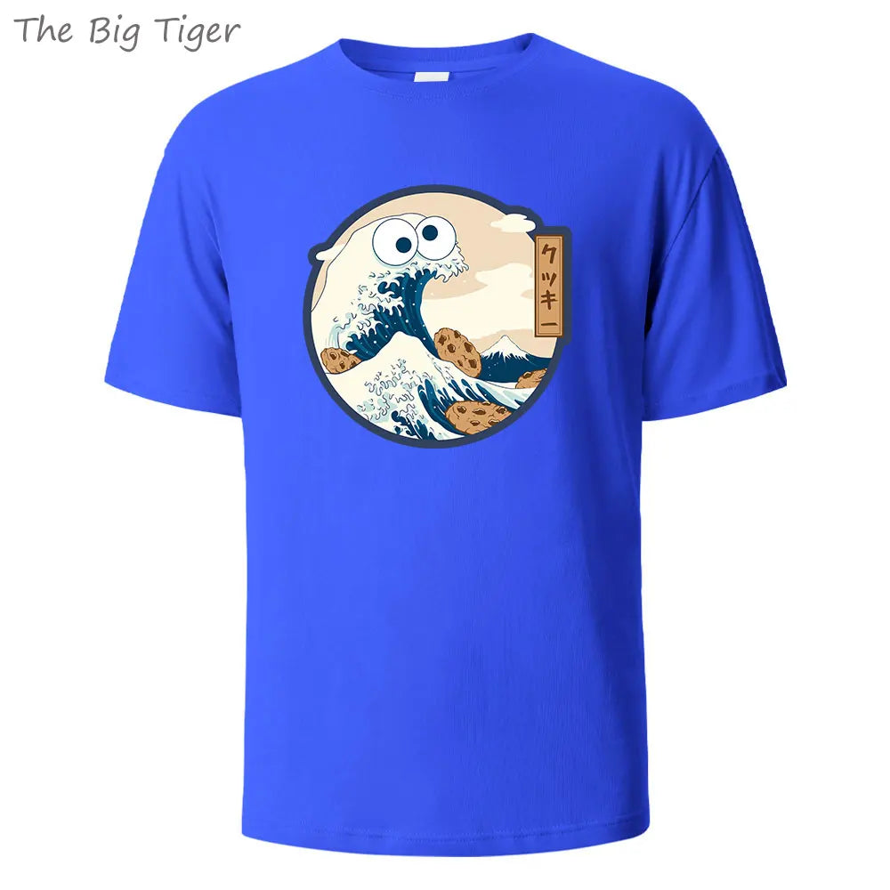 Unisex Color Painting Cotton Crew Neck T-Shirt
