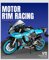 1/12 Yamaha R1M Toy Motorcycle Model Alloy Diecast with Shock Absorption Simulation Scale Motorcycle Model Toys for Kids Gifts