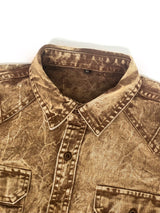 Men's retro denim shirt, long-sleeved, fashionable new style, casual coat, high-end sense, double pockets, washed denim shirt, l
