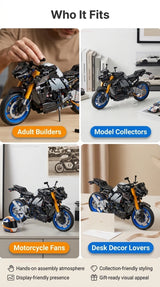 1478pcs Technology Racing Motorcycle Building Blocks Set Fast Speed Bike Small Particle Model DIY Toy for Adult Collectible Gift