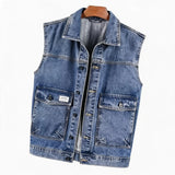 Vintage Denim Vest – Men's Relaxed Fit Sleeveless Jacket
