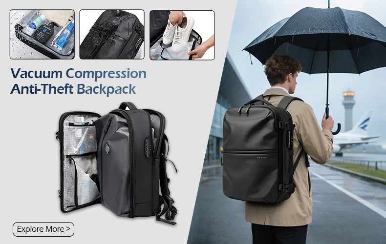 BANGE Multi New Men Backpack Sports Travel Business Large Capacity Dry and Wet Separation Outdoor Hiking with Shoe Compartments