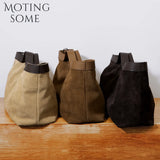 Motingsome Winter New Suede Big Tote Women Matte Cowhide Leather Handbag Oversized Shoulder Bowling Shopper Purse Luxury Design
