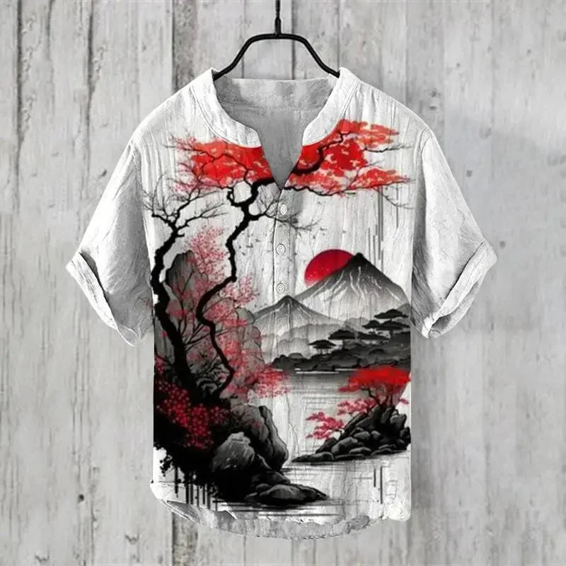 Men's USA-Made 3D Print V-Neck Summer Shirt | S-5XL
