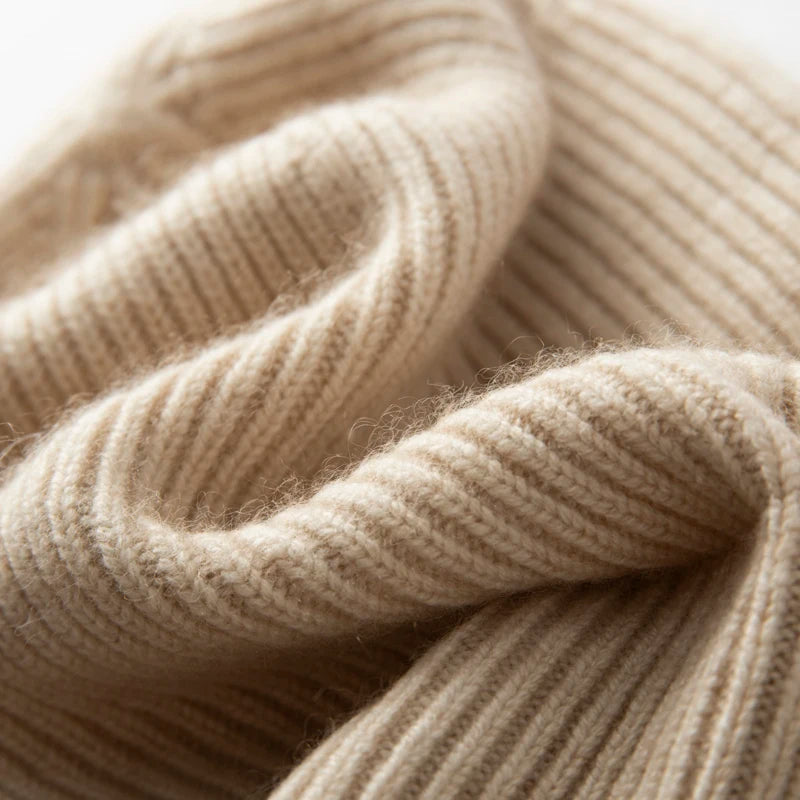 MERRILAMB Men's Pure Cashmere Ribbed Beanie | Soft & Warm