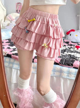 High-Waist Ruffle Mini Skirt with Bow Detail